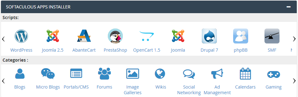 Automated Script Installation by Softaculous