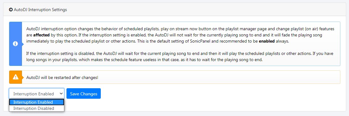 Sonic Panel - AutoDj Management