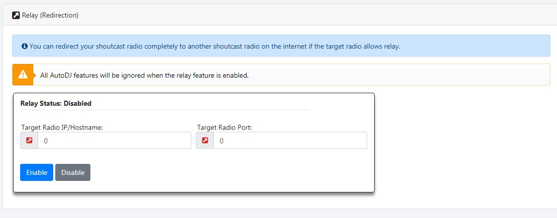 Sonic Panel - Manage Radio